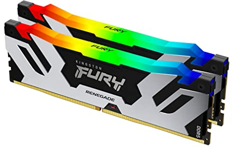 Kingston FURY Renegade DDR5 RGB Argento/Nero XMP 96GB (2x48GB) 6400MT/s CL32 DIMM Memoria Gaming per Computer Kit da 2 - KF564C32RSAK2-96