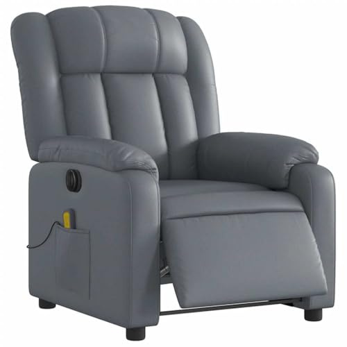 VidaXL Elektrisk Massagefåtölj i Grått Konstläder - Lutande Och Massagerande