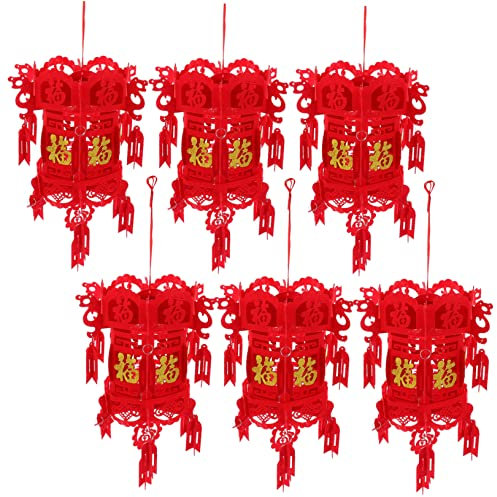UPKOCH 6stücke Chinesische Laterne Neujahrslaterne Frühlingsfestlaterne Restaurant Laterne Chinesische Laternendekoration Hasenjahr Hängende Rote Wohn Dekor