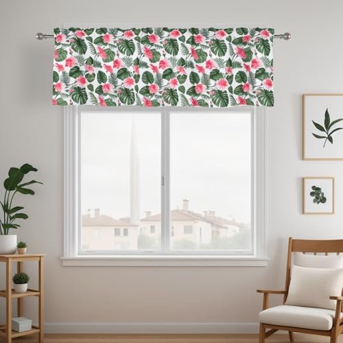 Dreamskull Scheibengardine Landhaus Bistrogardine Kurzstores Kurzgardine Küchengardine Blickdicht Modern Kurz Küche für Kleine Fenster Fenstergardinen Wohnzimmer mit Blumen Tunnelzug 150 cm Breit