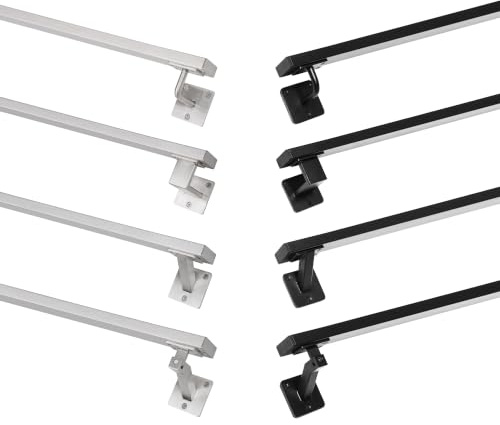 Natural Goods Berlin OBLONG - Set di corrimano in metallo nero, 2 supporti per corrimano SLANT & 50 cm, ringhiera per scale verniciate a polvere, per interni ed esterni