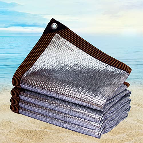 Sonnenschutz Auto Aluminium Schattennetz mit Ösen, Hitzeschutz Alunetz für's Zwinger, HDPE, Sonnenschutznet Anti-UV für Gewächshaus Balkon, Silber (Größe : 10m x 12m)