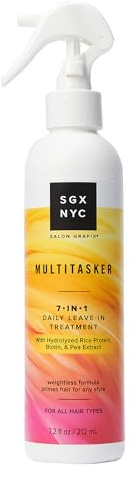 SGX NYC The Multitasker - Tratamiento diario sin enjuague 7 en 1 - Spray de protección contra el calor para el cabello - Spray acondicionador sin enjuague con biotina - 212 ml