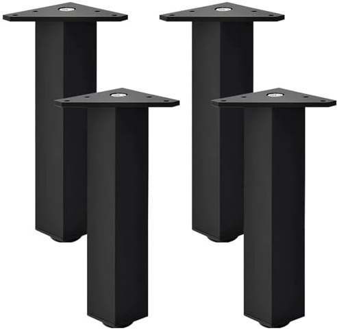 SZLXJMFL Pieds de Table Noir Mat, Pieds de Meuble, Lot de 4 Pied Table, Carré, Réglables Hauteur: 6-40cm Aluminum Alloy | Anodisé | Pattes de Meuble, Cabinet Jambes, Pieds de Table Basse-20cm/7.9