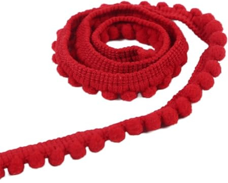 Duories 10 Yards 10mm Mini-Pomponborte zum Basteln, Bommelborte Dekoband Bommelband,Pomponband Fransenborte Spitzenband Zierband Dekoborte Pompons Borte zum Nähen,DIY Basteln Apparel Kleidung,Weinrot