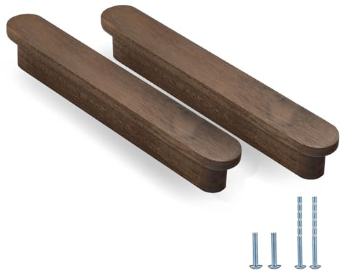 Evionlin Poignées en noyer de 18,4 cm pour armoires de cuisine, meubles, commodes, garde-robes et placards - 6 pièces