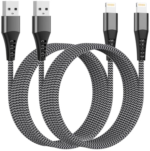 iPhone Ladekabel 3-m 2Pack [Apple MFi Zertifiziert], Lang USB Lightning Kabel Nylon iPhone Kabel USB Ladekabel iPhone Schnellladekabel für Apple iPhone 14 13 12 11 Pro Max 8 7 6 iPad
