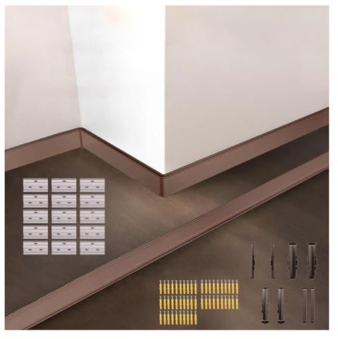 fussleisten 4 Stück Sockelleisten für Wände, 1,5/2,4/3,2 Zoll x 4,1 Fuß Aluminium-Fußleistenleisten für Badezimmer, Küche, Sockelleistenabdeckungen aus Metall – komplettes Zubehör(Gold 4pcs,H 6cm/2.4i