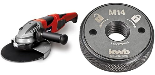 Einhell Amoladora eléctrica con cable - TE-AG 230/2000. 2000 W, 230 V, 8,7 Amperios, diámetro del disco 230 mm. + Tuerca de Liberacion Rapida