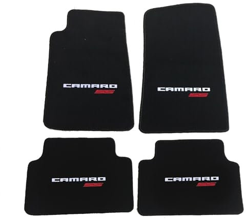 AUTOTEPPICH-STYLERS Fussmatten passend für Chevrolet Camaro SS 2010-2015 Logo SS grau/rot Velours