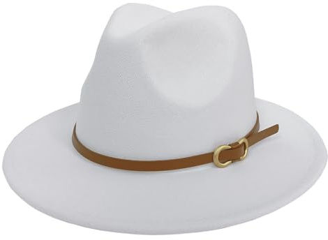 HEYANN Fedora hatt herr hatt filthatt med brett brätte män klassisk hatt Panamahatt damer filt trilby hatt män för fest, Vit, M