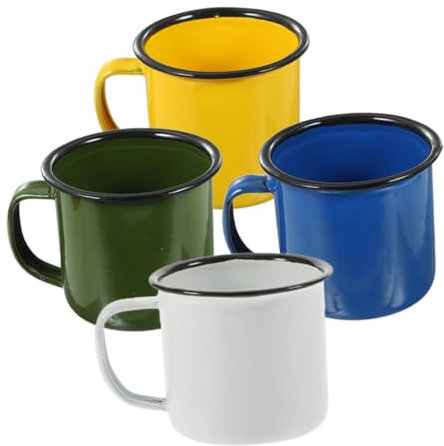 IMIKEYA 4pcs Enamel Camping Mugs Portable Mugs for Fishing Picnic Tea Beverage Vintage Style Water Cups Color