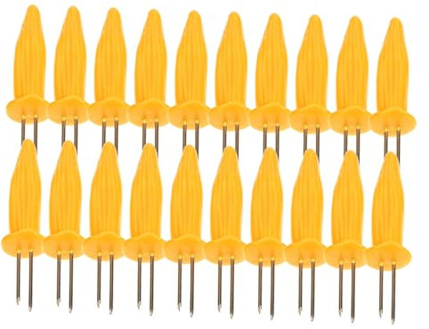 Holibanna 20 Pezzi Porta Pannocchie Di Mais in Acciaio Inossidabile Spiedini Di Mais Impugnatura in Plastica Ergonomica Per Barbecue E Picnics