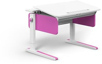 Moll Champion Compact Kinderschreibtisch höhenverstellbar | mitwachsend & ergonomisch mit geteilter, neigbarer Tischplatte & gerundeten Ecken | ideal für Schulkinder | Made in Germany (Soft-Pink)