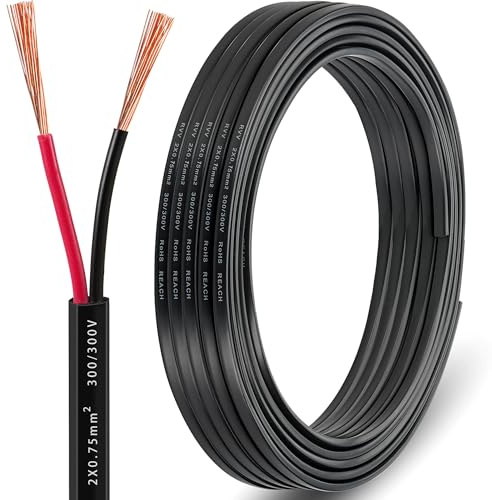 DARKGUARD Cable Remolque 2 polos 0,75mm², 20M Cable Plano para Vehículo 12V/24V, 2 núcleos Cables Eléctrico para Pilotos y Luces Remolque Caravanas LED Iluminación