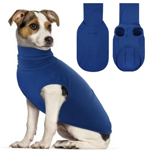 CITÉTOILE Maglione per Cani - Felpa con Collo Alto Copertura Termica Invernale Protezione Orecchie Tessuto Fleece Morbido Adatto per cani da piccoli a grandi blu L