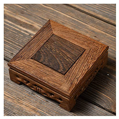 Alzata per vasi in legno, con base quadrata intagliata a forma di ala di pollo, altezza 3,8 cm, per decorazione di casa e ufficio, ideale per vasi di fiori e piante da interno