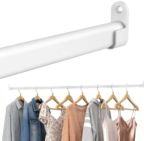 Poskena 25mm Kleiderstange Ausziehbar, 43-161cm Oval Schrankstange Weiße