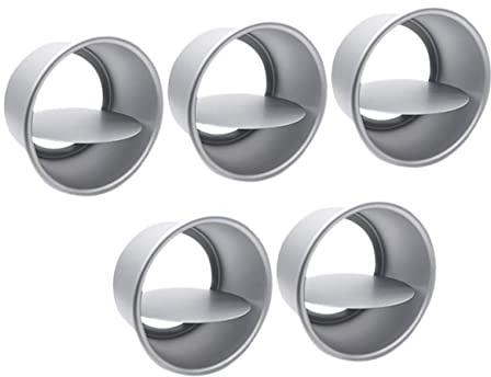 TOPPERFUN 5 piezas Molde para Tartas Redondo con Desmontable Set de Aleación de Aluminio Anodizado Resistente la Corrosión para Pasteles Cheesecakes y Repostería Variada