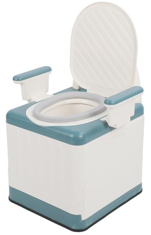 Alomejor Sedia Toilette Portatile per Adulti con Forte Carico per Donne Anziane Incinte Prevenzione degli Odori Blu per Camera Letto in Plastica e PU All'aperto
