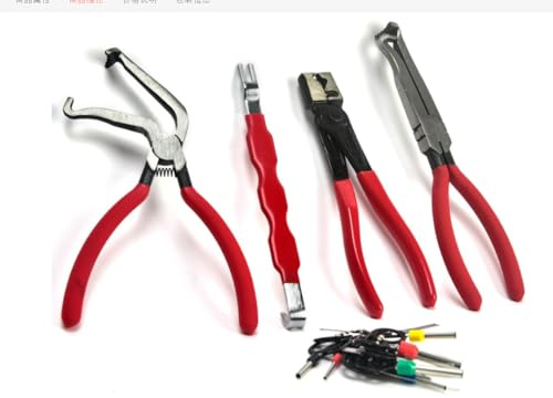 Juego de 4 alicates de separación eléctricos, alicates de corte recto y de 60°, separador de terminales de doble cara, alicates de abrazadera de manguera, herramienta de reparación de abrazaderas de