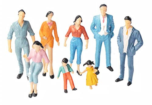 Lawnrden Mini Trains architecturaux, Mini Figurines de Personnes 1:87, Pose Debout Peinte, échelle Ho pour Maquette de Train, scènes Miniatures, Maison poupée, 24 pièces