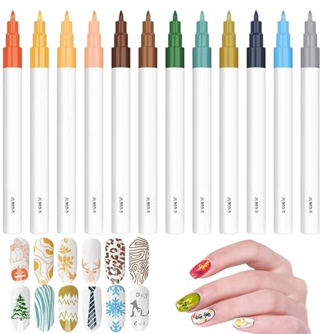Pennarelli Smalto Unghie,Set da 12 Colori Penne a Puntina per Decorare Unghie | Marcatori Per Contorno - Per Donne, Ideali Per Casa, Festa, Matrimonio Formale, Viaggio, Manicure, Per Occasioni