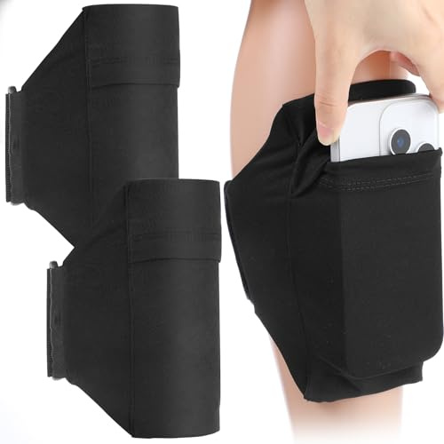 2PCS Cell Phone Leg Straps, Black Leg Phone Holder, Adjustable Cellphone Leg-Band for Women and Men, Non Slip Smartphone Armband for Running, Hiking, Equestrian, Motorcycle, Workout, Walking, Hiking