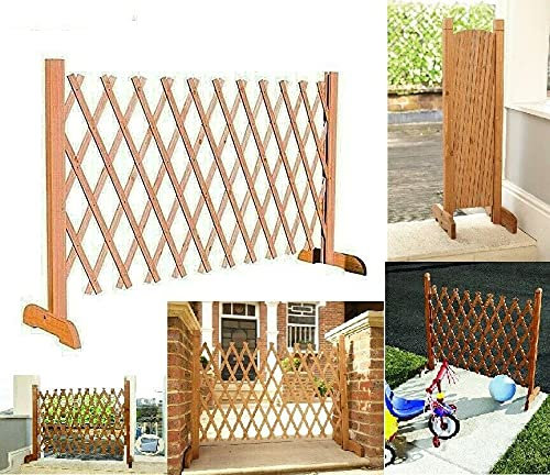 Expanding Fence Garden Screen Trellis Style Expands to 6'2 Freestanding Wood