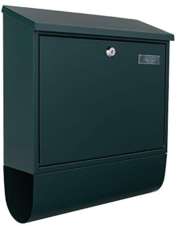 Profirst Mail PM 330 Briefkastenset Stahlblech Grün Zylinderschloss mit 2 Schlüssel Namensschildhalter Zeitungsbox Wandbriefkasten einseitiger Einwurf Schutzklappe inkl. Befestigungsmaterial