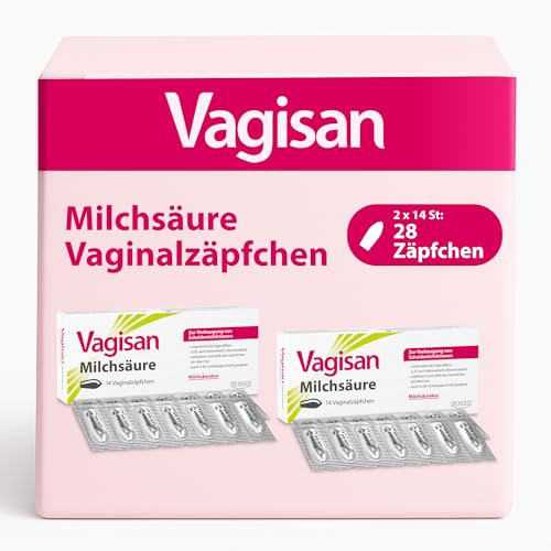 Vagisan Milchsäure - 2 x 14 St. | Vaginalzäpfchen zur Unterstützung der Scheidenflora und zur Vorbeugung von Scheideninfektionen | Intimpflege mit Milchsäure