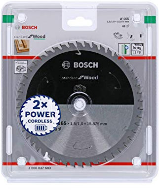 Bosch Accessories Professional Kreissägeblatt Standard for Wood (Holz, 165 x 15,875 x 1,5 mm, 48 Zähne, Zubehör Akku Kreissäge), 165 mm
