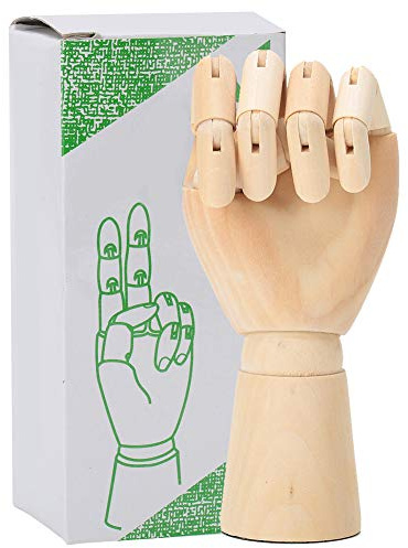Holzkunst Schaufensterpuppe Hand, Holzhand Skizzieren Modell Künstler Linke Hand Gegliedert mit Flexiblen Fingern