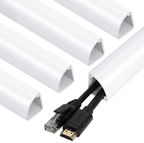 Corner Cable Concealer, 85-inch Cord Cover, Large Capacity Corner Duct, Paintable Cable Management Channel for Floor Baseboard, Ceiling, Wall - 5 X L 17in