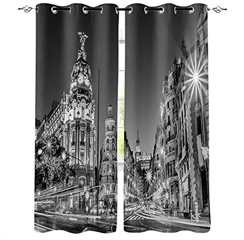 MTBDDyyds Verdunkelungsvorhänge 3D Drucken 150X166Cm Grau Stadt Straße Verdunklungsvorhänge Kinderzimmer 2 Stück Vorhang Blickdicht Ösenschal Kindergardinen Junge Verdunklungsgardine