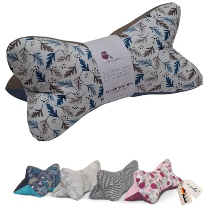 Leseknochen Kinder Nackenkissen Handmade in D, waschbar (Eiche Blau)