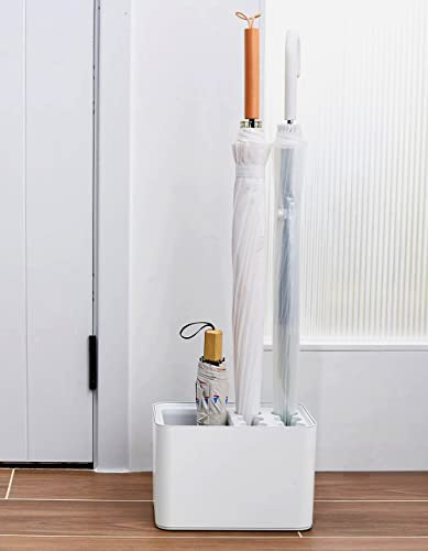 GeLive 10 Hole Umbrella Rack Stand Holder with Drip Tray Space Saver Organizer Fits Entryway Corner Home Office Decor, Hold 10 Umbrellas (White)