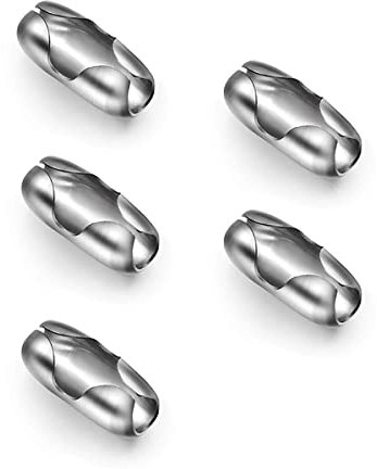 LICQIC Roller Blind Cord Connector Clips, Replacement Pull Ball Chain Connector fits 4.5mm Roller, Roman and Vertical Blinds, 5 Pcs Stainless Steel