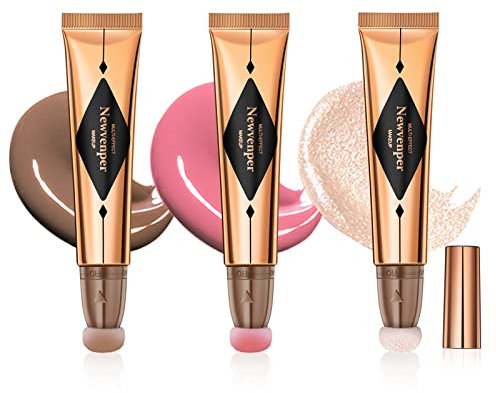 ontur-Schönheitsstab highlighter flüssig Rouge-Stab mit Kissen-Applikator langanhaltend glatt leicht Liquid Contour + Blush + highlighter (3stück)