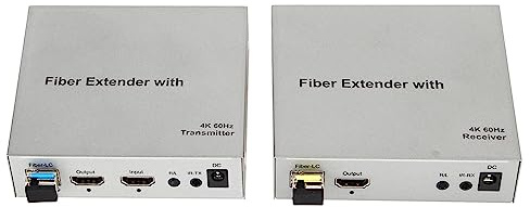 Extendeur HDMI sur Fibre Optique, émetteur-récepteur Optique KVM Professionnel 20KM 4K 60Hz pour Consoles de Jeux, PC, Moniteurs, Téléviseurs (Prise UE)