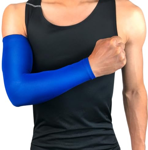 Wambere Ärmlinge für Damen Herren Jugend Kompressions Armstulpen Kühlende Armabdeckung Sonnenschutz Arm Ärmel Unisex-Ärmlinge für Radsport Golf Radfahren im Freien Spor,Blau L