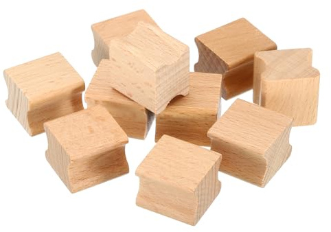 PATIKIL 20x20mm Leere Holzgummistempelhalter, 10er Packung Hartholzstempelgriffe für Stempelherstellung DIY Basteln Stil 2, Braun
