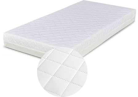 Baby Cot Mattress Quilted Breathable Foam Mattress -Compatible For Graco Red Kite and Mamas & Papas Fully Anti-Allergenic Removable Cover (90 x 60 x 7.5 cm)