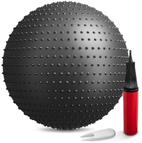 HOP-Sport® Ballon Fitness 65 cm, Ballon de Gymnastique avec Pompe Incluse, Balle d’Exercices HS-065GB Robuste et antidérapant pour Yoga, Noir