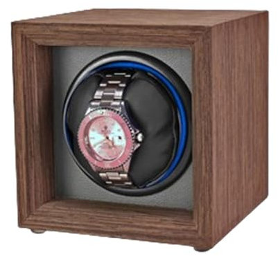 PAHION Automatischer Uhrenbeweger Aus Holz for Herren- Und Damenuhren for 1 2 4 Uhren Mit Leisem Motor Verstellbare Uhrenmatte Drehbox(Brown,1+0)