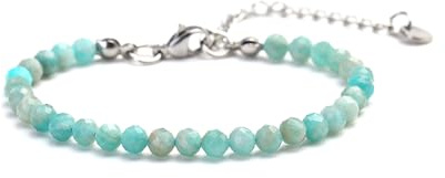 Kim Johanson® Damen Fußkettchen mit echten Natursteinen in Silber I Naturstein Fußkette mit 4mm Edelstein Perlen I Wasserfest | Boho Schmuck für Frauen | Verstellbar