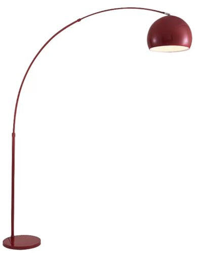 Wylolik Lampada Da Terra Ad Arco Rosso Lampade Terra Regolabili Libera Lampada Verticale In Metallo Lucido Luci Da Terra Decorative Interne Terra Lettura Lampade Alte Atmosfera Luce Terra Per Soggiorn