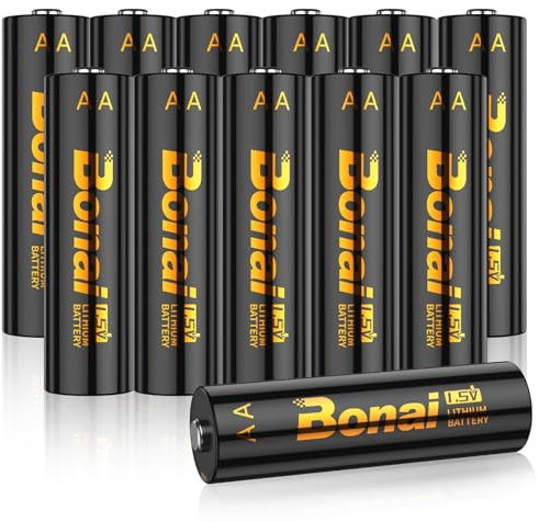 BONAI 3500 mAh Lithium AA batteries 12 Pack, Long Lasting AA Lithium Battery for Devices that Need Stable Full 1.5V (Disposable AA Batteries)