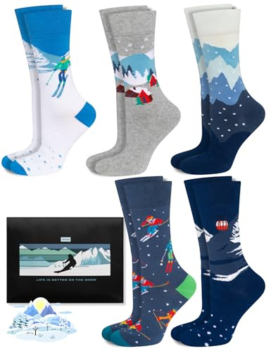 soxo Ski Chaussettes Femme Idee Cadeau Homme Drole Haute Chaudes Hiver Chaussette Coton 35-40 Ski 5 Paires