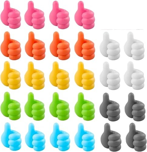 WENYOG cable wall clips 10Pcs Creative Silicone Thumb Wall Hook Self-Adhesive Thumb Key Hanger Hook Home Data Cable Clip Wire Desk Organizer Storage For recognation